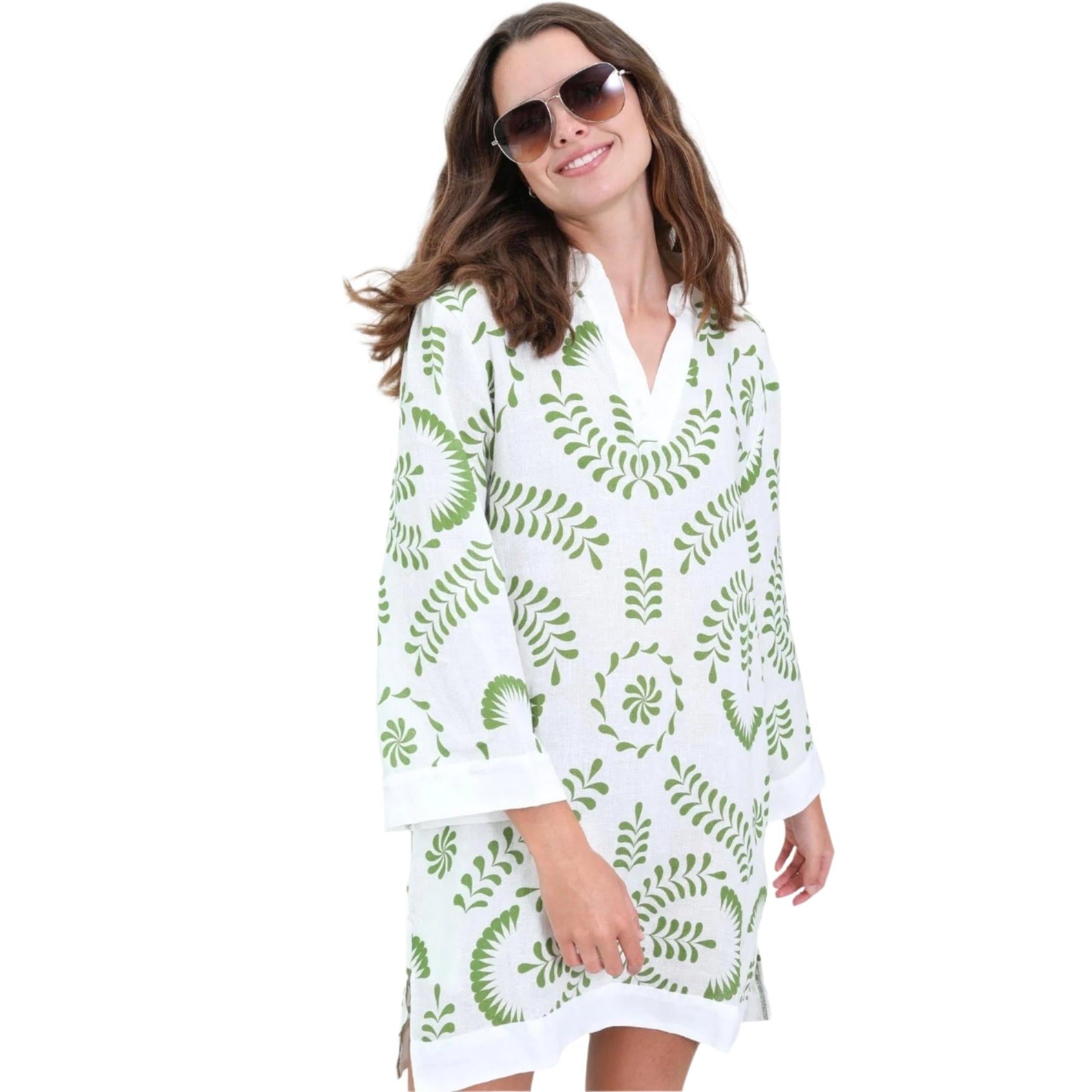 Navy Bleu Catherine Dress-Women's Clothing-White with Green-XS-Kevin's Fine Outdoor Gear & Apparel