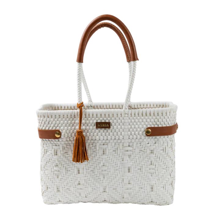 Luzia Open Woven Basket Braided Tote-Women's Accessories-Solid White-Medium-Kevin's Fine Outdoor Gear & Apparel